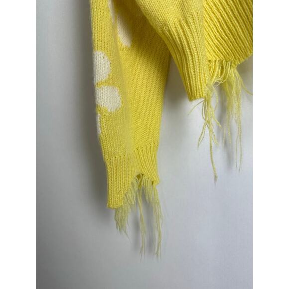 Polly & Esther Cropped Distressed Sweater Yellow Daisy Floral Y2K - Picture 5 of 11